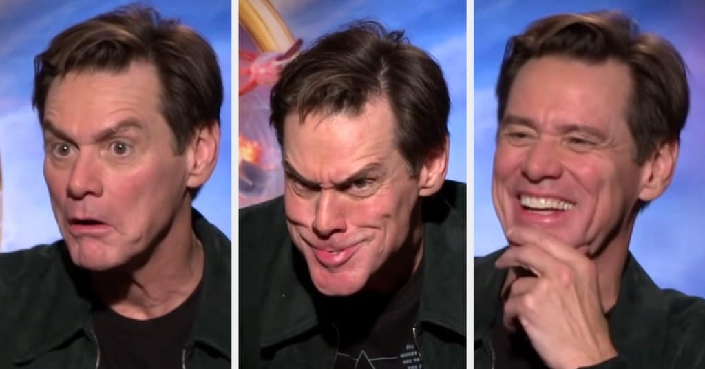 Jim Carrey doing the grinch face